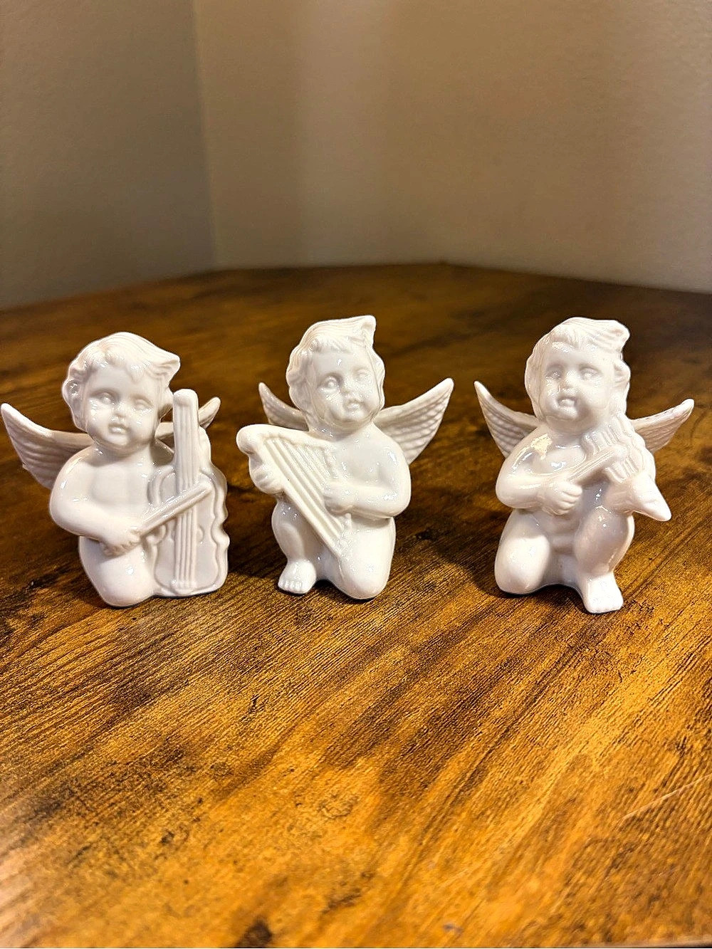 White Cherub Figurine Set of 3 vintage ceramic
